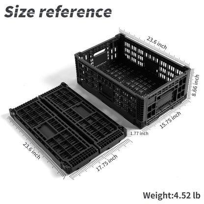 QTJH Collapsible Storage Bin Containe，52 Liter Transferheavy duty plastic storage box ,milk crates heavy duty Transit storage of various items black (1)