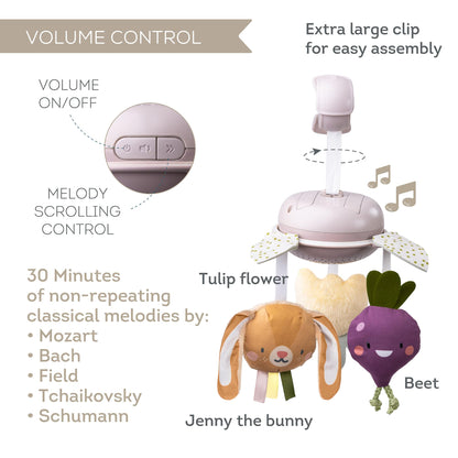 Taf Toys Garden Musical Mobile for Crib with Classical Melodies, Soft Hanging Toys, Promotes Motor Skills & Emotional Development, Large Clip for Easy Attachment, Suitable for Baby Boys & Girls