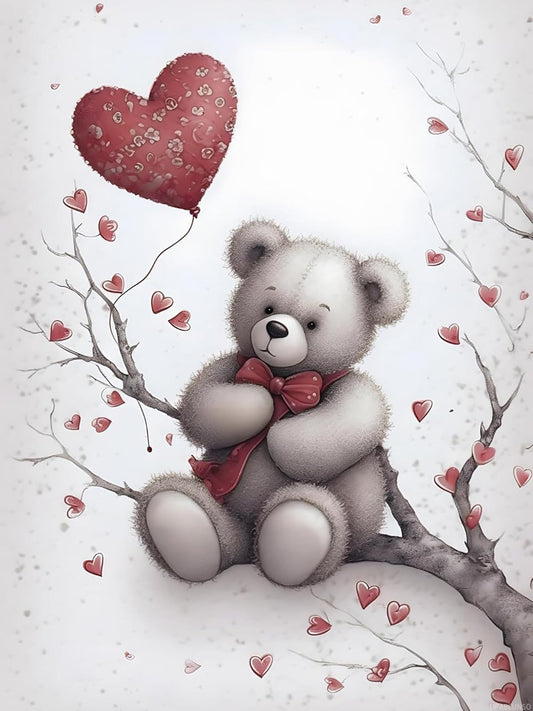 UPABLUNSO Teddy Bear with Heart Diamond Painting Kits for and Adults Beginners 5D Cute Diamond Art Kits DIY Paint with Diamonds Kit for Valentine's Day or Room Decor 12x16 inch