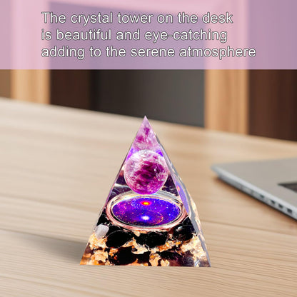 Saefheled Orgone Pyramid Energy Generator,Natural Amethyst&Obsidian Orgonite Crystal Healing Pyramids for Reduce Stress Chakra Reiki Healing Meditation Attracts Lucky and Success,Wealth&Health(6cm)