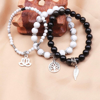 UEUC Tree of Life Yoga Healing Stone Bracelets,Multilayer Lotus Chakra Stone Reiki Bracelet Sets,Anxiety Crystal Natural Stone,for Women Stress Relief(#175)