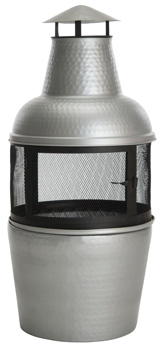 Safavieh Outdoor Collection Cartagena, Silver and Black Chiminea,