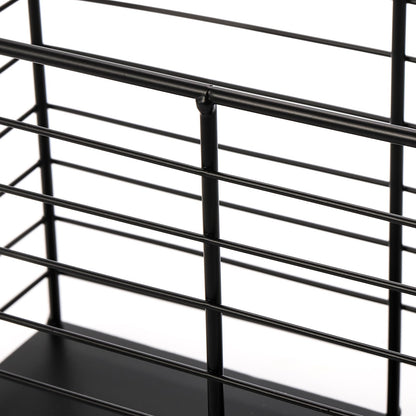 Noamus Metal Magazine Rack, Newspaper Book Tablet Storage Basket, File Holder Mail Organizer Bin with Handles, Iron Wire Black Folder Stand Holder for Home Office Bathroom Bedroom Den Living Room