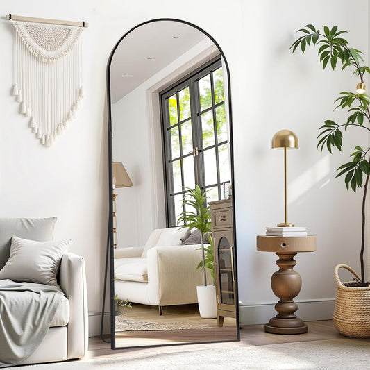 Rowjut Floor Mirror Arched Mirror Full Length 56"X20" Full Length Mirror can be Free Standing or Hanging on The Wall Used in Living Room Entrance Hall, Corridor Room Bathroom etc （Black