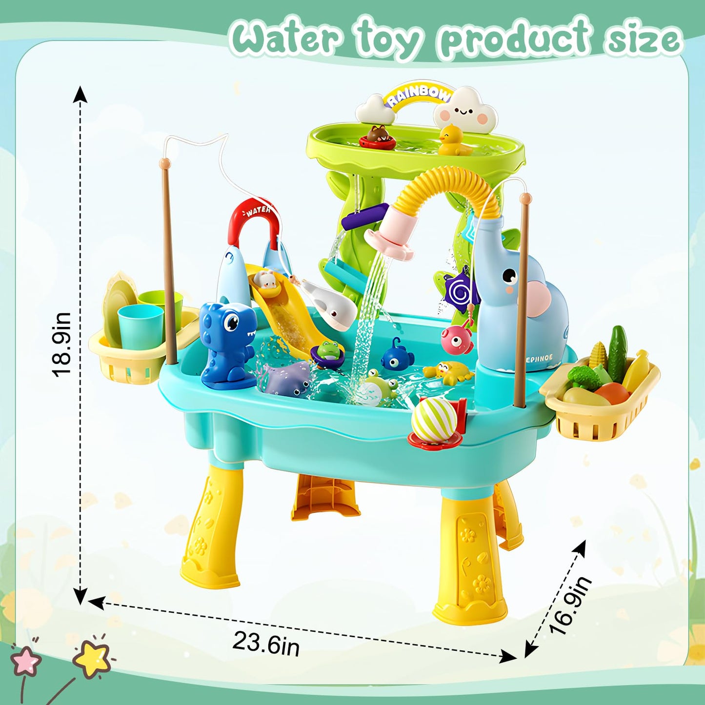 TUVBPK 2027 Upgraded Toddler Sand Water Table Toy with Electric Water Pump, Kids Sand Water with Faucet/Play Food Accessories/Fishing Toy, Kitchen Play Sink Toys for Girl Boy Age 3+ (Blue)