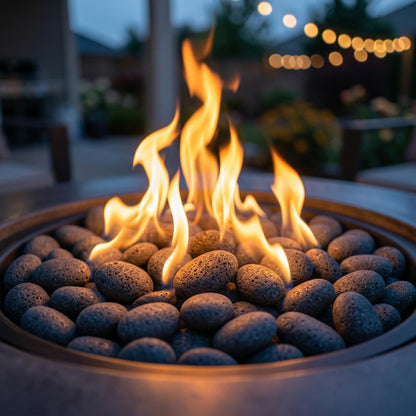 Midwest Hearth Natural Tumbled Lava Stones for Gas Fire Pit and Fireplace | Extra Large (3"–5") | Smooth Round Volcanic Rock | 10 Lbs