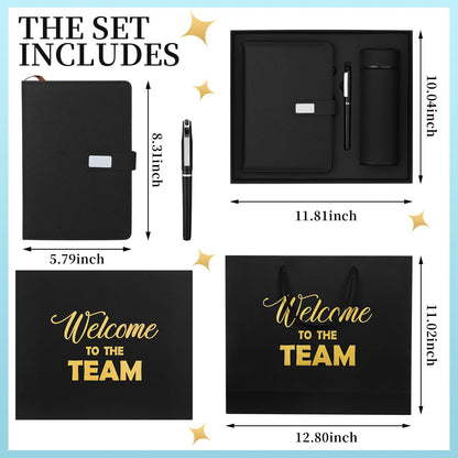 Thenshop Set of 5 New Employee Welcome to The Team Gift Sets Notebook Pen and Tumbler Welcome to The Team Box Employee Appreciation Gift Sets for New Worker Men Women Office(Black)