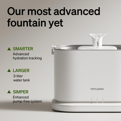 PETLIBRO Upgrade Cat Water Fountain Stainless Steel Tray, Dockstream 2 Cat Fountain Indoor, 3L/101oz Auto Cat Fountains for Drinking, App Monitoring Pet Water Fountain Dog, 5G WiFi Cat Water Dispenser