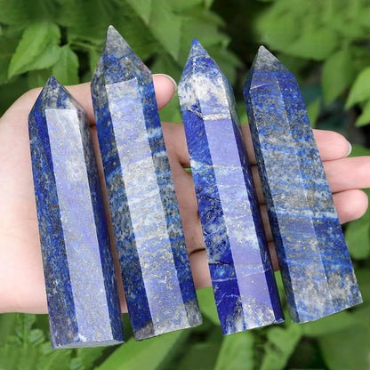 Natural Stone and Crystals Point Wand Reiki Healing Stone Rose Quartz Amethyst Home Decor Mineral Stones Crafts (5.9inch Wand Lapis Lazuli)