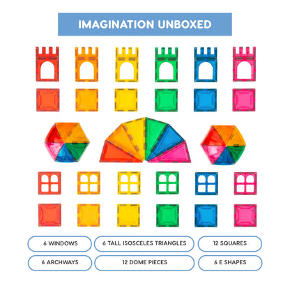 Imagimags Magnetic Building Tiles, 48 Piece Architectural Dome Set for Boys Girls Kids, Educational Creative Learning Activity Building Block Toddler Toys, Children Ages 3 Years +