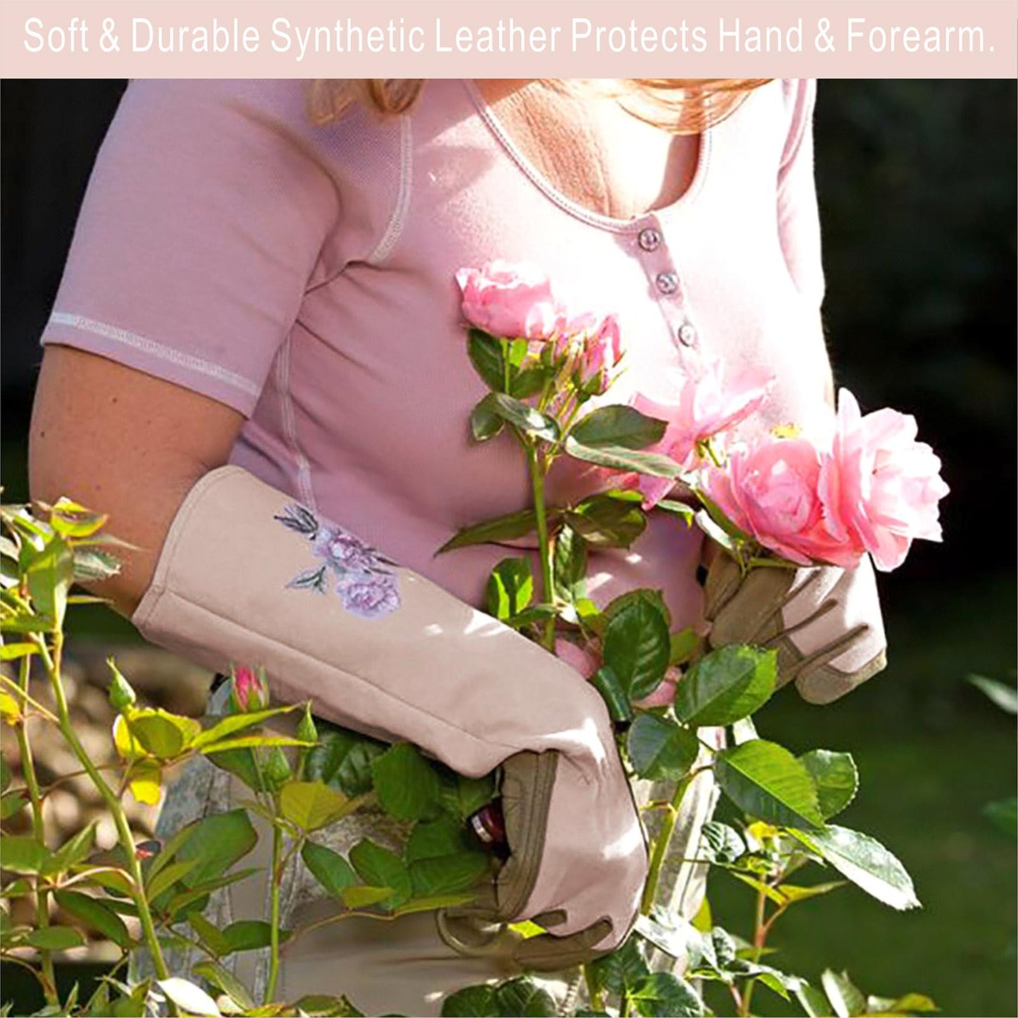 Intra-FIT Long Gardening Gloves for Women,Durable Rose Pruning Gloves Thorn Resistant for Weeding Planting Digging(Medium,1 Pair)