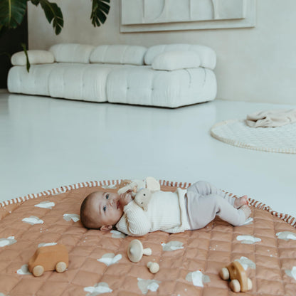 Blooom 2-in-1 Quilted Baby Play Mat & Storage Bag | Portable, Soft, and Convenient | Perfect for Travel & On-The-Go | Portable Play Mat for Baby & Toddler | Oekotex Cotton (Birds, 47 Inches)