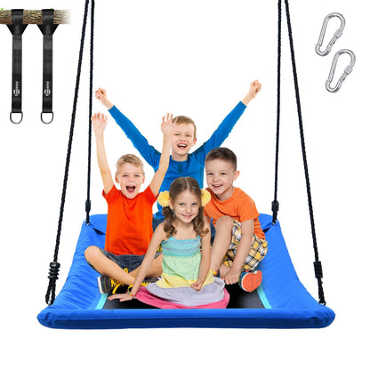 Trekassy 700lb Giant 60" Skycurve Platform Tree Swing for Kids and Adults with 2 Hanging Straps-Blue (Patented)