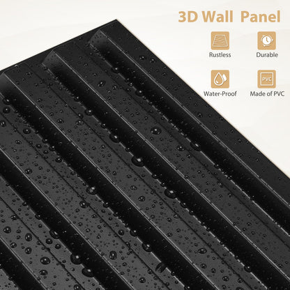Heikki 30 Pack 3D Wall Panel for Interior Wall Décor, PVC Flower Textured Wall Panels for Living Room Bedroom Hotel Office, 11.8"x11.8", Double-Sided Tape (Black-XHT)