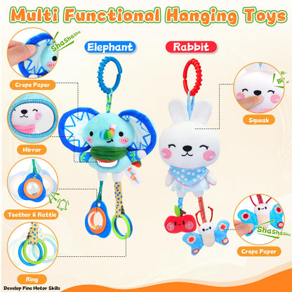 YELUFT Baby Toys for 0 3 6 9 12 Months, Baby Hanging Toys, Car Seat Stroller Crib Gym Baby Rattle Toys with Teether for Newborn Infants Toddlers Baby Boys Girls Gifts