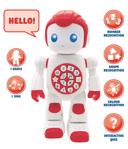 LEXiBOOK Powerman First Smart Interactive Toy Learning Robot Toy for Kids Dancing Plays Music Quiz Numbers Shapes Colors Boy Girl Robot Junior Red/White - ROB15EN