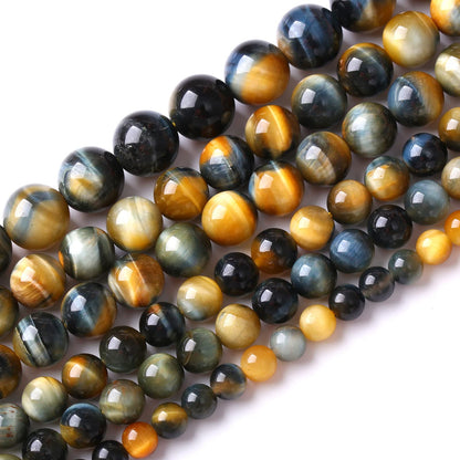 AAAAA Tiger Eye Beads for Jewelry Making - 6mm, 60pcs Natural Stone Semi-Precious Round Smooth Gemstones Loose Spacer Beads