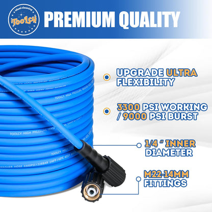 TOOLCY Pressure Washer Gun and Hose Kit, 50ft Kink Resistant Power Washer Hose and Gun with 5 Nozzle, 3/8" Swivel Quick Connector & M22-14mm Plug, Compatible with Simpson, Craftsman, Ryobi