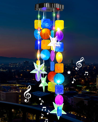 Solar Wind Chimes Decorative Lights for Outside,Shells Lights Gifts for Mom Grandma Women Wife Girls, Solar Hanging Lights for Holiday Garden Yard Window
