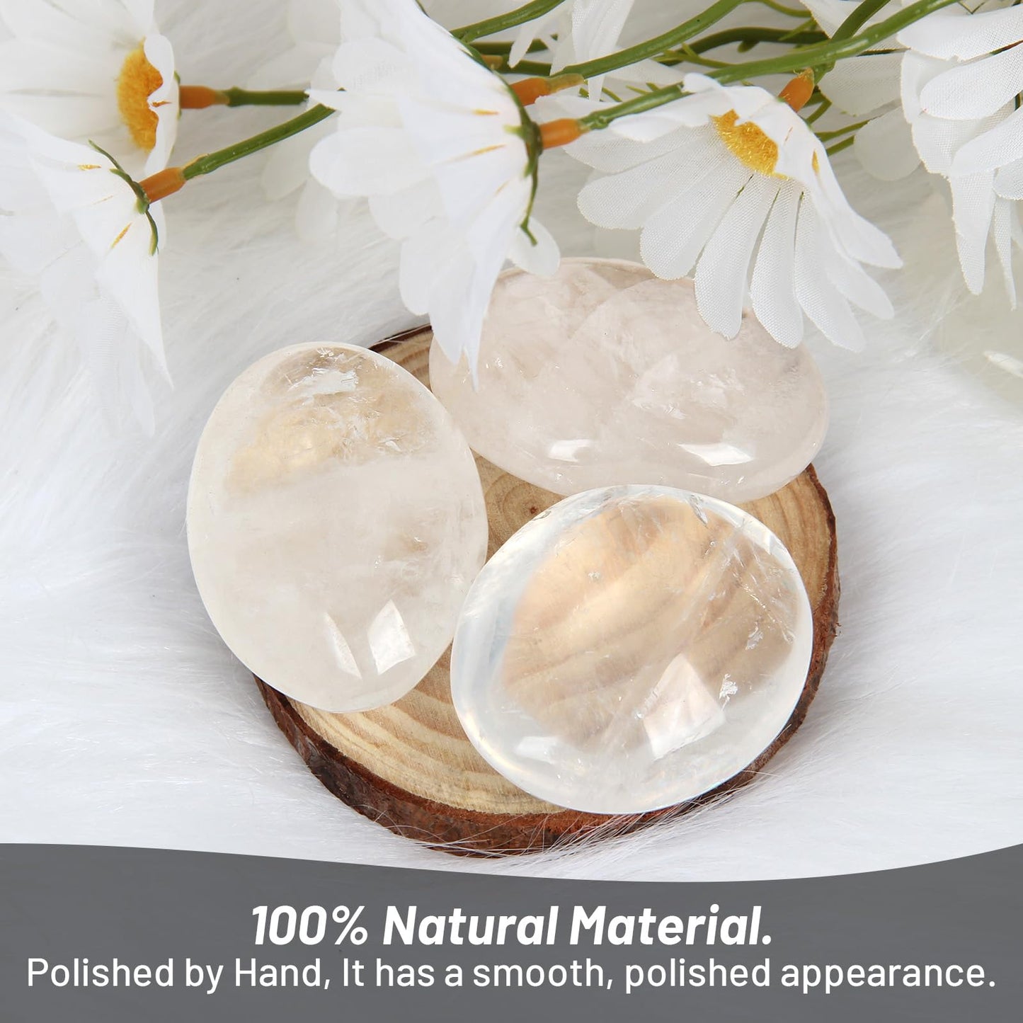 Clear Quartz Palm Stone- 2 Pcs Clear Quartz Pocket Energy Stones, Smooth Healing Crystal Worry Stone