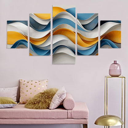 BNSSJAVS Canvas Wall Art 5 Pieces, 60 x 32 in / 153 x 82 cm, Large Photo Modern Decorations 5 Panels, Poster Art Printed Artwork for Home Improvement, Living Room Accessory - Artistic patterns