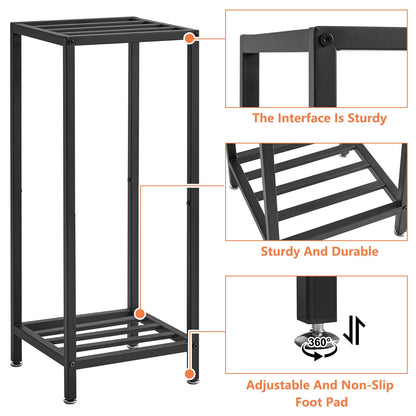 IBUYKE 30 Inch Tall Plant Stand Indoor, 2 Tier Metal Corner Plant Stand, Modern Square Plant Shelf Flower Stand for Living Room Patio Balcony Garden, Black TMJ070B