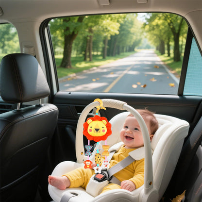 MokukuToys Baby Toys for 0 3 6 9 12 Months, Plush Animal Sensory Hanging Rattle,Newborn Interactive Soft Toys for Baby,Car Seat Stroller Toys Gift for Infant Boy Girl