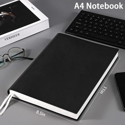 Notebook Journal, Dotted Journal, 8.5" x 11", 400 Pages Dot Grid Notebook, No Bleed Thick Paper, Leather Journal for Bullet Journaling, Work, School, Notes, 125pcs Sticky Tabs, Inner Pocket, Brown