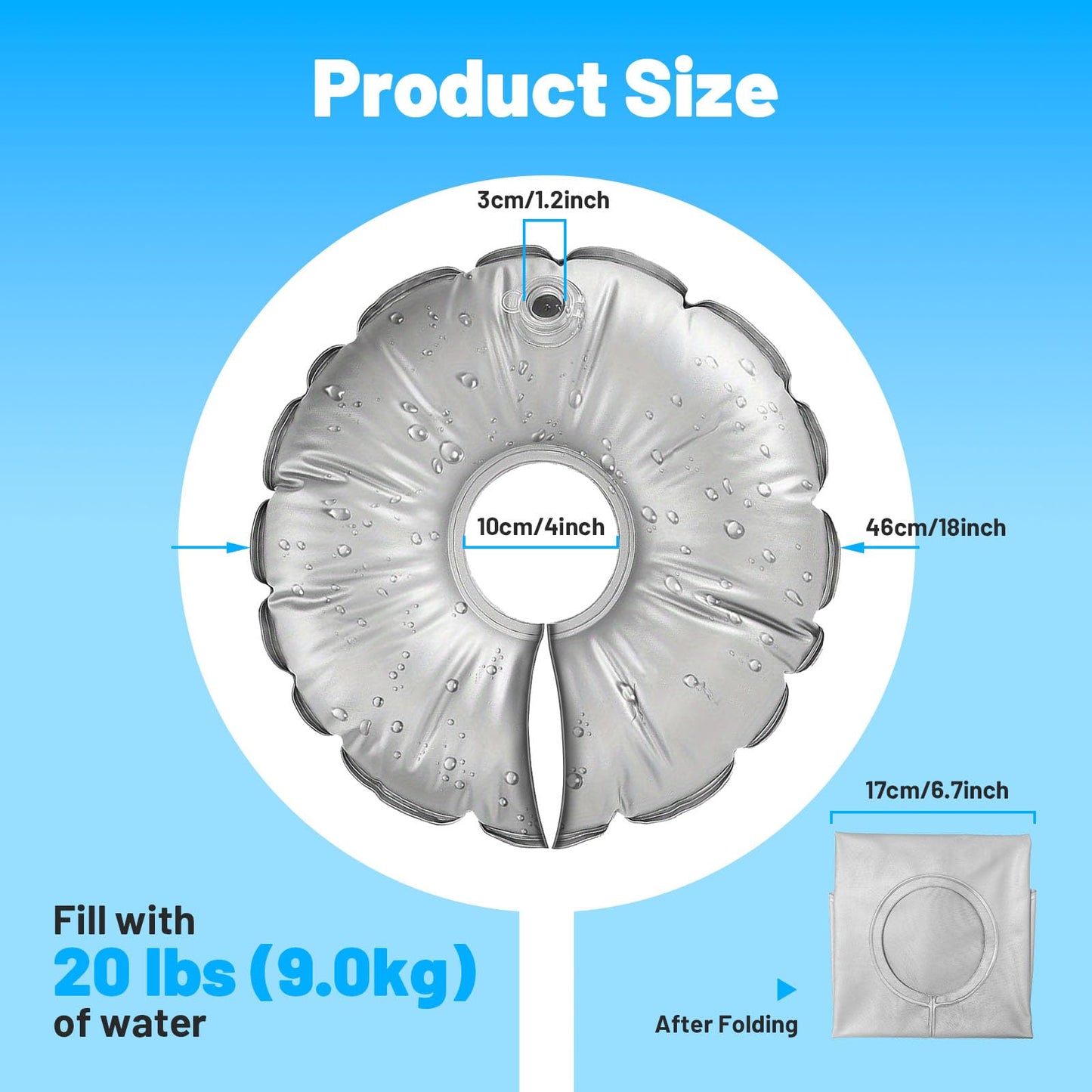 2 Pack 18" Water Bags for Feather Flag Base, Upgraded Thickened PVC Material, Openable Water Weight Bag for Feather Flag Stand Umbrella Weights and Tripod Weight, 20 lbs Each