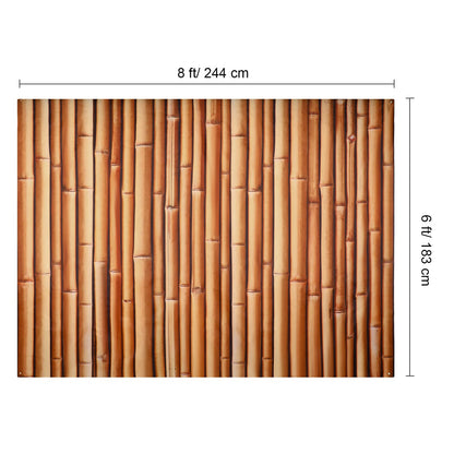 Buryeah Bamboo Wall Panel, Natural Bamboo Backdrop, Interior Wall Decoration Tiki Photo Backdrop Summer Hawaiian Beach Polyester Fabric Photography Christmas New Year Party Supplies(8 x 6 ft)
