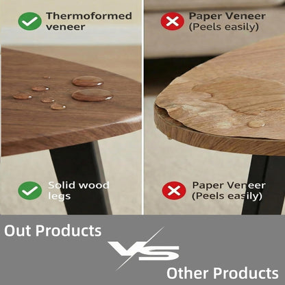 DURISEN Nesting Coffee Table Set of 2-Mid Century Modern Guitar Pick Stacking Tables with Solid Wood Legs-Waterproof Triangle Center Side End Table for Small Living Room,Apartment,Balcony (Walnut)