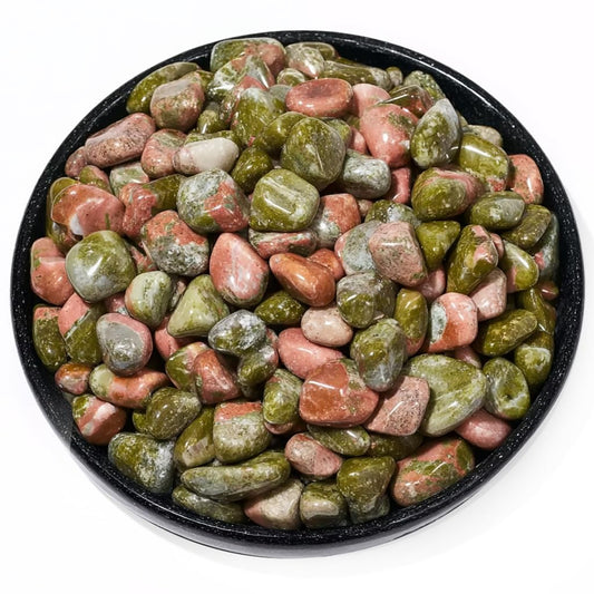 SigMntun Polished Unakite Crystal Set, 0.4", 128 Pcs - Handpicked Tumbled Stones and Crystals Bulk for Healing, Reiki, Meditation, Witchcraft and Home Decor