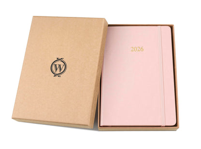 Wykeham's Executive 2026 Daily Journal Planner – US Public Holidays & Format – Customization Available (Rose, 8.5"×5.5")