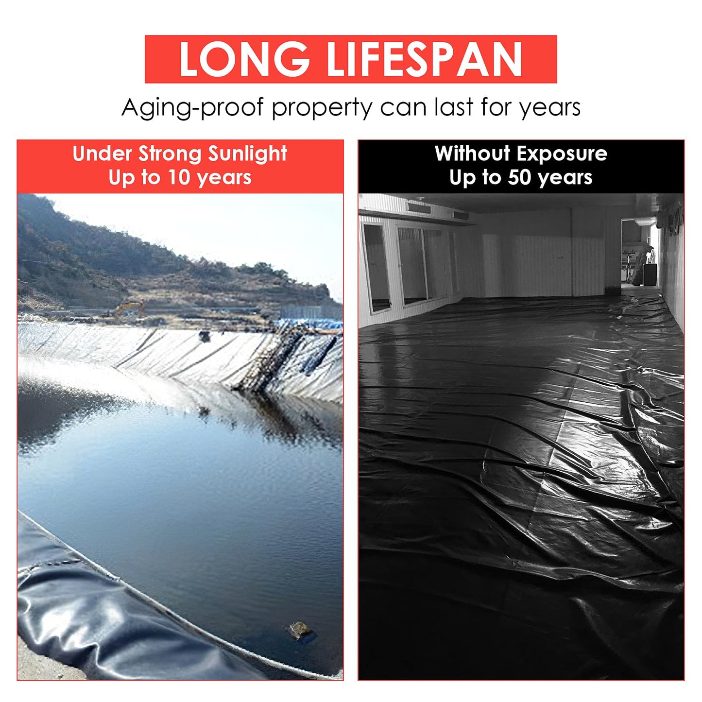 GarveeLife 10x15 ft Pond Liner, 45 Mil Thickness, Pliable & Durable EPDM Material, Easy Cutting & UV Resistant, for Fish or Koi, Features, Waterfall Base, Fountains and Water Gardens