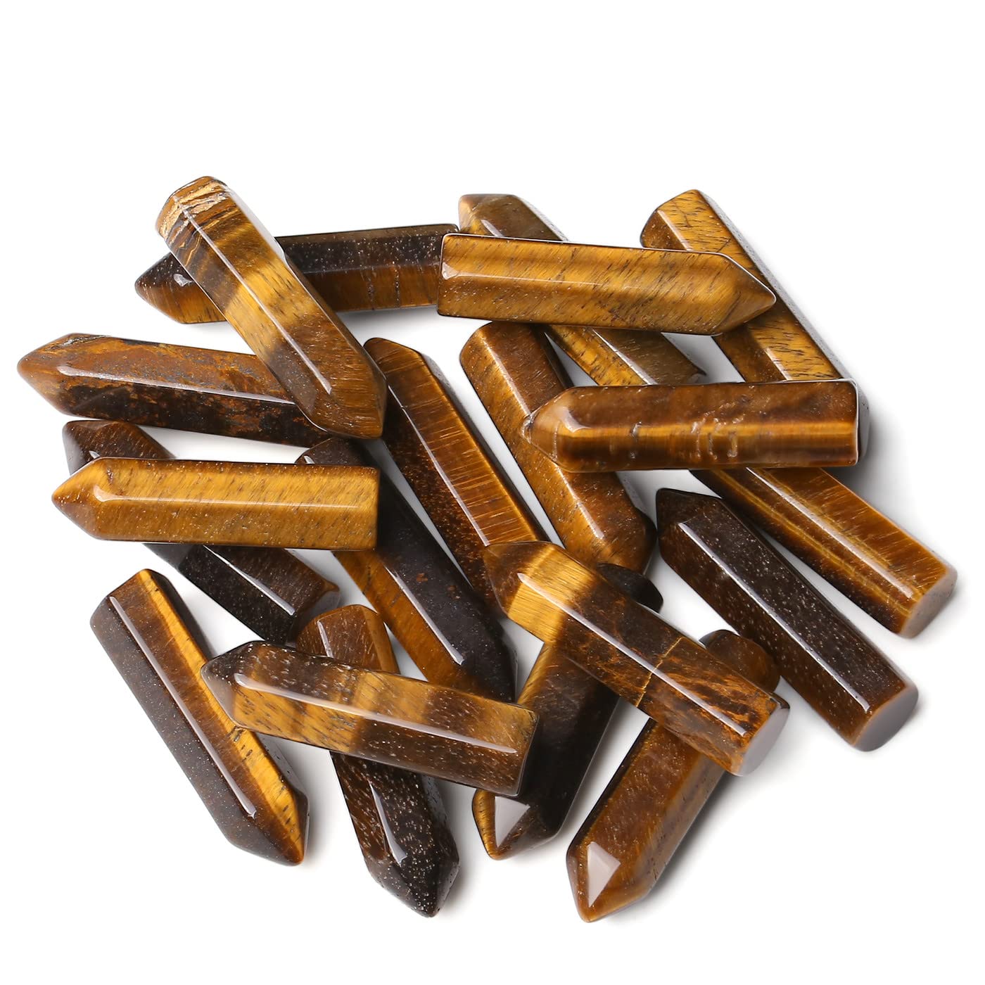 YATOJUZI 10PCS Tigers Eye Natural Healing Crystals Stones Sets Polished Tumbled Pocket Gemstones Bulk Hexagonal Points Reiki Energy Balancing Chakra Meditation Therapy Gift