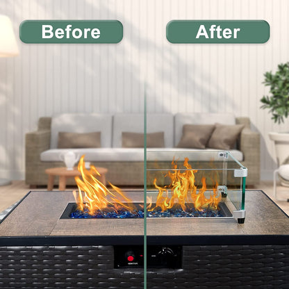 MESIDA 35.5"x15.5"x6" Fire Pit Glass Wind Guard, Tempered Glass Firepit Table Shield, Thick and Sturdy, with Hard Aluminum Corner Bracket