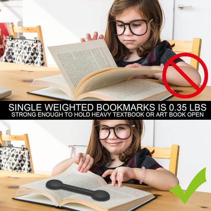 2 Pieces Weighted Bookmarks Book Weight Page Holder Rubber Book Weight Bookmark Portable Weighted Rubber Page Holder for Adults Reading(Black)