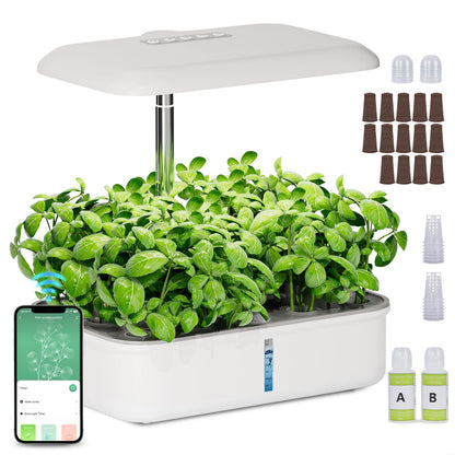SPECILITE Hydroponics Growing System Kit, 14 Pods Smart Indoor Herb Garden with Grow Light, WiFi & App Control, Quiet Pump, 5L Water Tank, Automatic Timer Planter for Gardening Gifts, White