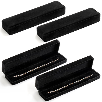 Fasmov 8 Pieces Long Velvet Jewelry Chain Necklace Gift Box Set, Black Velvet Jewelry Boxes Jewelry Present Boxes, Necklace Storage Case for Wedding Engagement Christmas Anniversaries Birthday