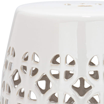 Safavieh Castle Gardens Collection Circle Lattice White Ceramic Garden Stool