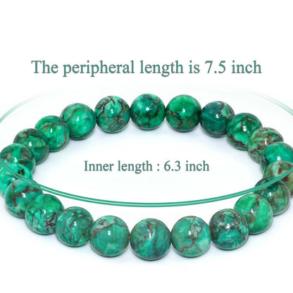 DAZCOLO 8mm Natural Gemstone Stretch Bracelet, Handmade Unisex Crystal Bracelets for Meditation, Yoga, Spiritual Healing & Positive Energy (Green Magnesite Turquoise)