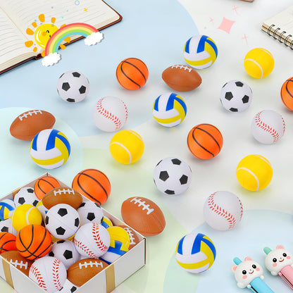 Tiaxidex 24 PCS Stress Balls, Sports Party Favors, Mini Sports Balls, Mini Foam Fidget Toys for Stress Anxiety Relief, Goodie Bag Stuffers, Office Classroom Stress Relief Gifts, Classroom Prizes
