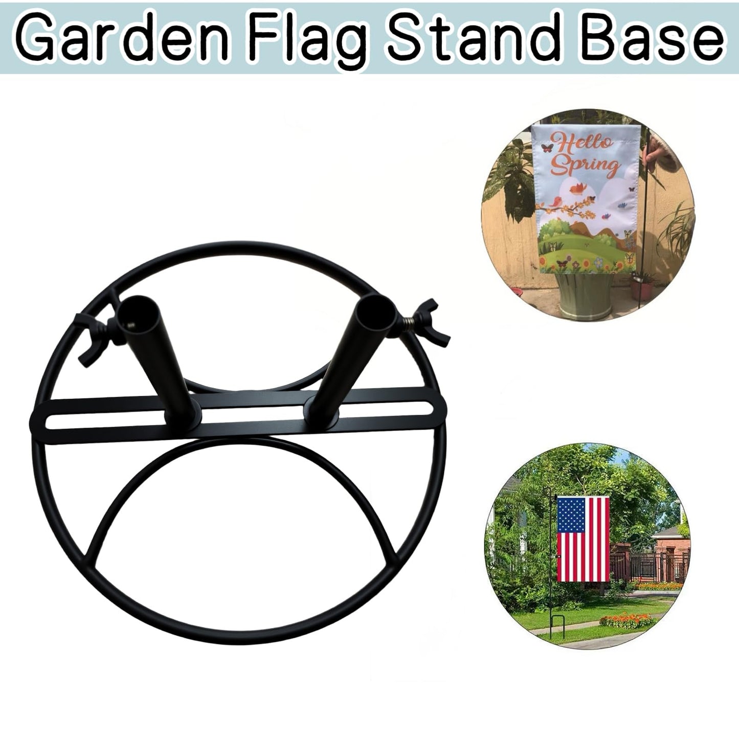 SMQLJXC 2026 Adjustable Width Garden Flag Stand Base - Metal Bracket Base (Adapter)