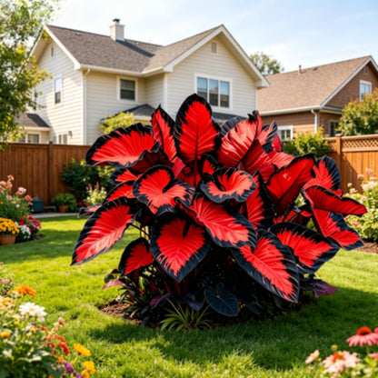 JWDSKT Variegated Elephant Ear Rare-Stunning Look, Garden Favorite-Drought-Tolerant, Striking Colors and Patterns (6)