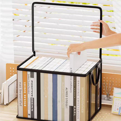 kebit 2 pcs Transparent PVC Book Storage Box, Foldable with Handle, Large Capacity Student or Office Book Organizer