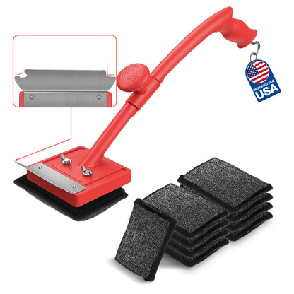 Grill Brush Bristle Free, Safe Non Metal Wire with Scraper 10 Replacement Heads, Steam Grilling Grate Cleaning Tool, BBQ Cleaner Accessory Kit Set, Outdoor Cast Iron Barbecue/Barbeque Scrubber
