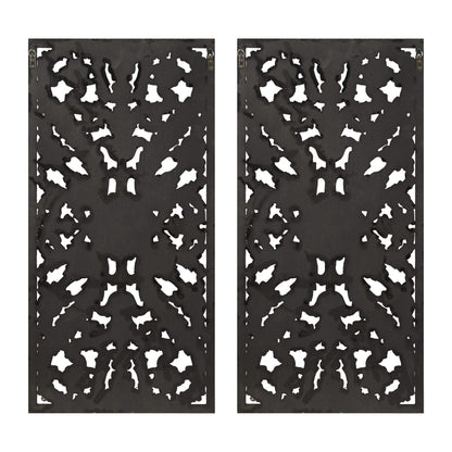 Madison Park Wall Art Living Room Décor - Floral Antiqued Wooden Carving Wall Decor Panel, Silver Embellished, Ready to Hang Wall Decor for Bedroom, 15.75"W x 31.5"L x 0.59"D, Bronze, 2 Piece