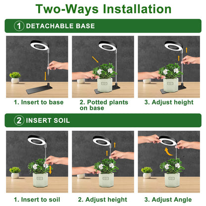 Aokrean Grow Lights for Indoor Plants, 48 LEDs Full Spectrum Plant Light for Indoor Plants, Height Adjustable Growing Lamp with Base, 3 Optional Spectrums, Auto Timer 3/9/12Hrs, 10 Brightness, 2 Pack