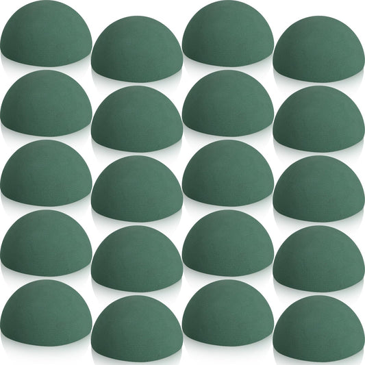 20 Pack Green Decorative Floral Foam for Making Bouquets Half Ball Block Dry Foam Balls Craft Supplies for Artificial Plant Floral Arrangement(3.54 x 1.77 Inch)