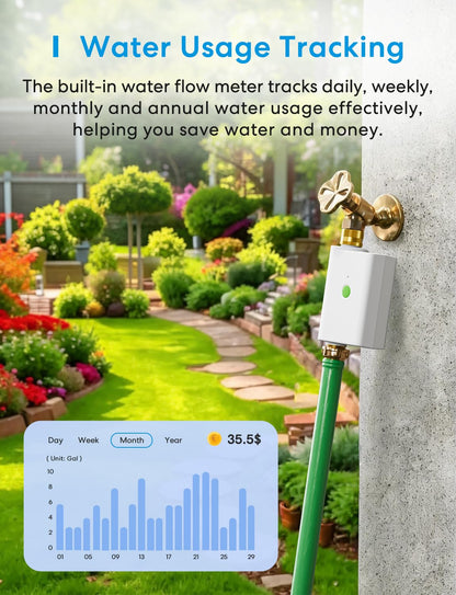 meross WiFi Water Timer for Garden Hose, Smart Hose Timer with Brass Inlet & Outet, WiFi Sprinkler Valve Work with Alexa & Google Assistant, Smart Rain Skip for Lawn, Garden & Yard